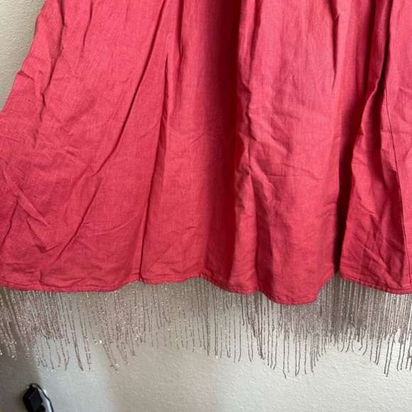 NEW EDDY gavin beaded fringe midi dress in rhubarb - Picture 7 of 11